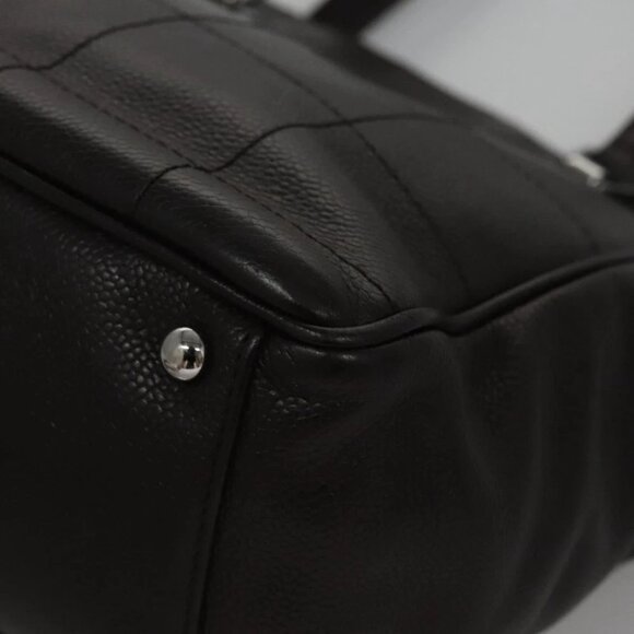 CHANEL Hand Bag Grained Calf Skin Dark Brown Silver CC - Picture 8 of 16